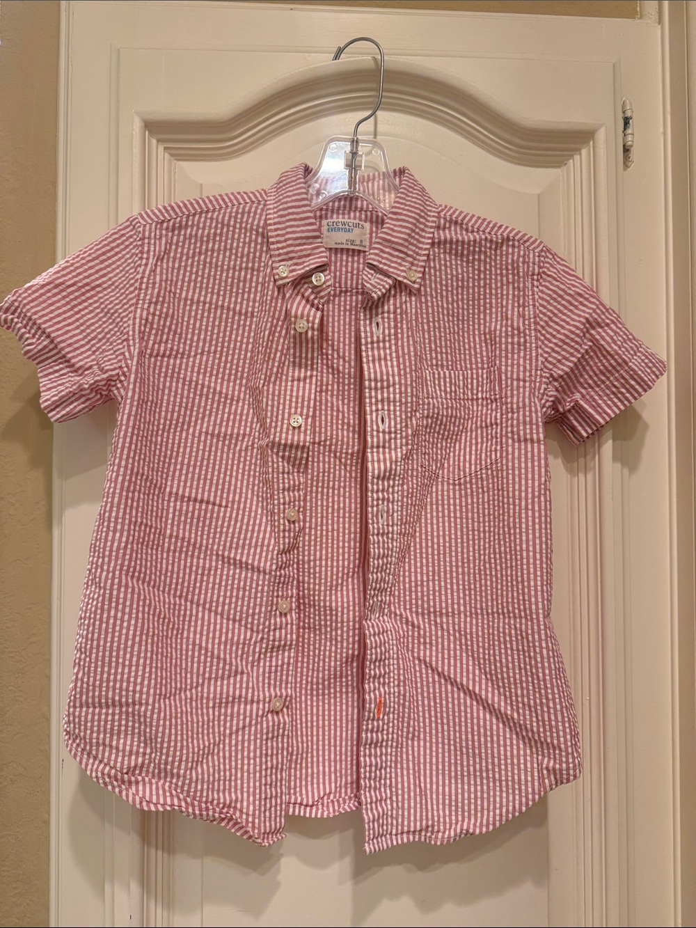 Boys J. Crew Crewcuts Seersucker Short-Sleeve Shirt